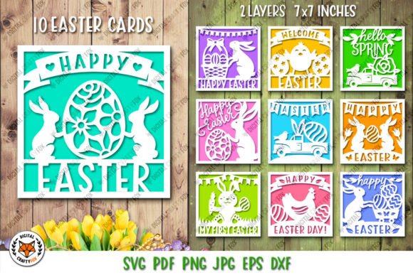 Download Happy Easter Card Bundle SVG,Bunny Card - Easter card Collection