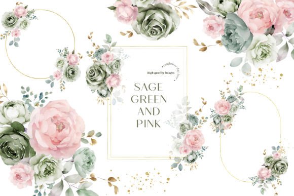 Download Sage Green &amp; Pink Flowers Clipart - Green Collection
