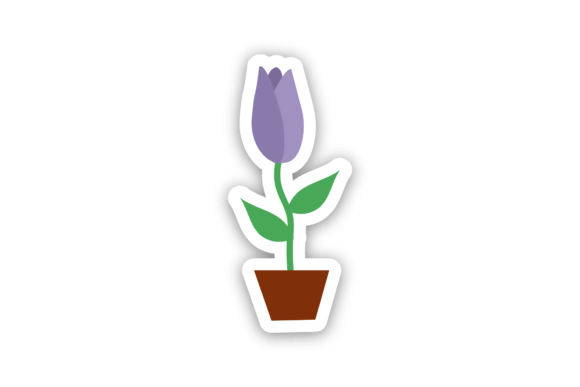 Download Purple Potted Flower Sticker - Premium Resources
