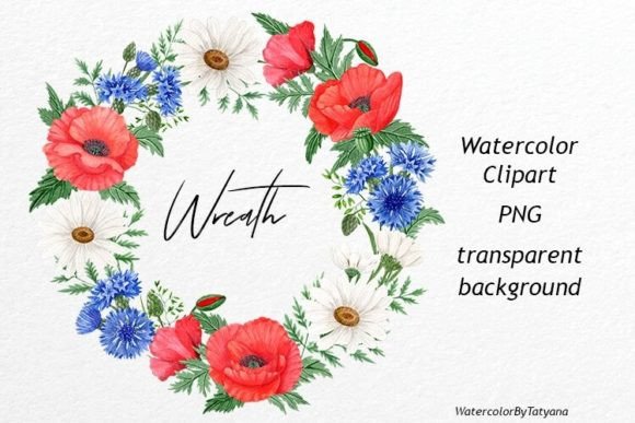 Download Watercolor Wreath with Wildflowers - Watercolor wreath Collection