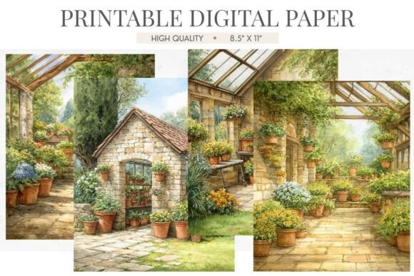 Download Garden Greenhouse Potted Flower Paper - Green Collection