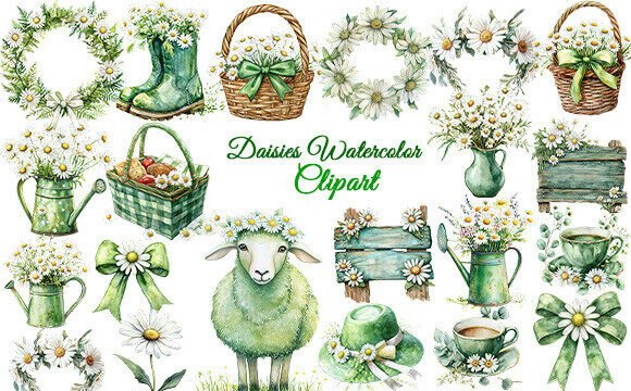 Download Green Daisies Clipart - Green Collection