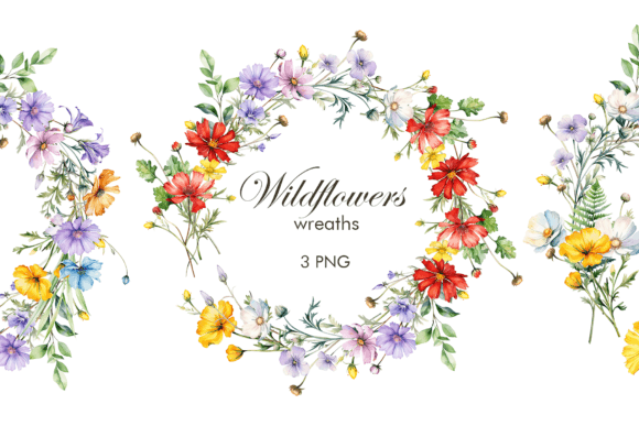 Download Wildflowers Frames. Watercolor Wreath - Watercolor wreath Collection