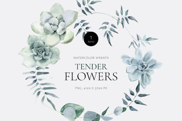 Download Tender Flowers Watercolor Wreath - Watercolor wreath Collection