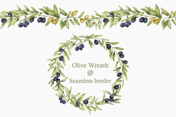 Download Olive Floral Watercolor Wreath Border - Watercolor wreath Collection