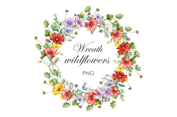 Download Wildflowers Frame. Watercolor Wreath - Watercolor wreath Collection