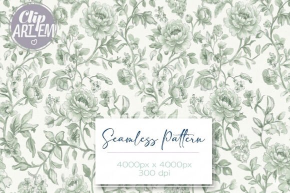 Download Sage Green Toile Seamless Pattern Rose - Green Collection